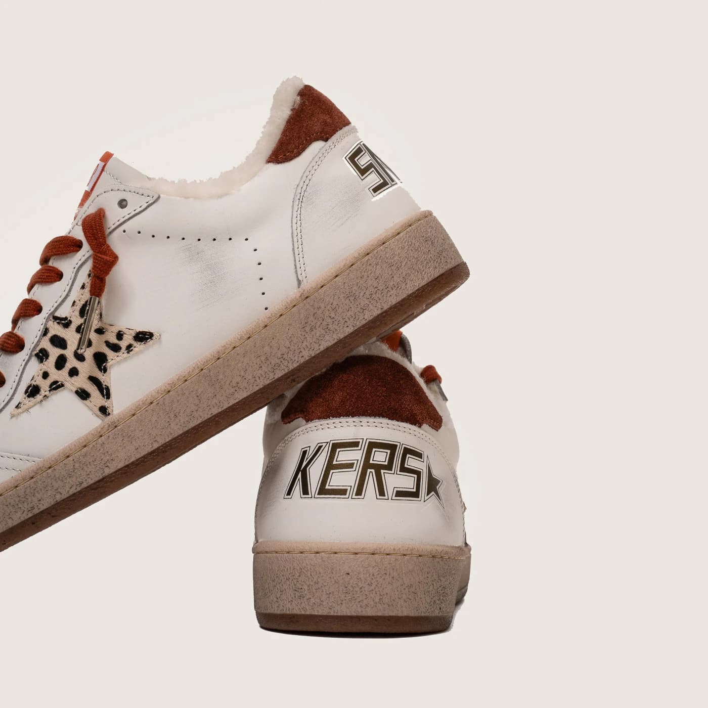 Женские кеды Зимние Golden Goose Ball Star / Лео звезда / корич шнурки цена 28 303 ₽ фото и описание в каталоге сайта goldengoose.moscow, фото 4