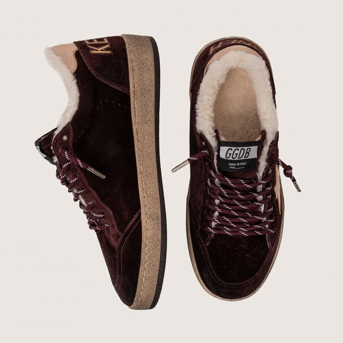 Женские кеды Зимние Golden Goose Ball Star / Замша бордо / золотая звезда цена 28 111 ₽ фото и описание в каталоге сайта goldengoose.moscow, фото 4
