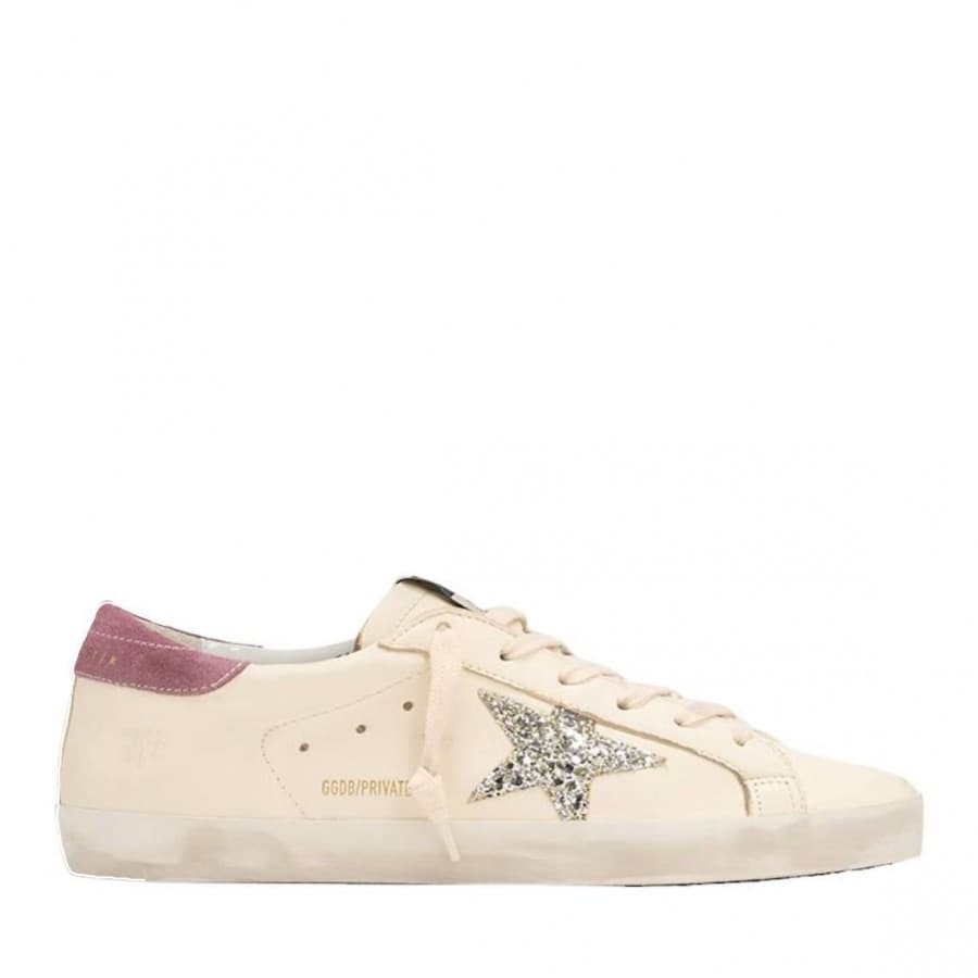 Женские кеды Golden Goose Super Star / Beige silver glitter star / Бежевые цена 25 396 ₽ фото и описание в каталоге сайта goldengoose.moscow