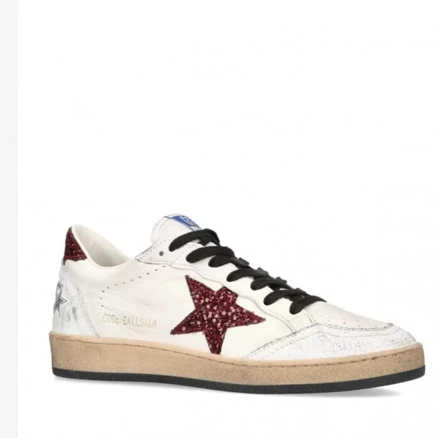 Женские кеды Golden Goose Ball Star / Burgundy glitter star / Бордо глиттер звез цена 24 945 ₽ фото и описание в каталоге сайта goldengoose.moscow