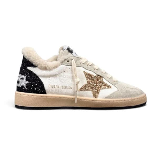 Женские кеды GOLDEN GOOSE WINTER BALL STAR WITH GOLD GLITTER STAR AND BLACK HEEL TAB цена 28 264 ₽ фото и описание в каталоге сайта goldengoose.moscow