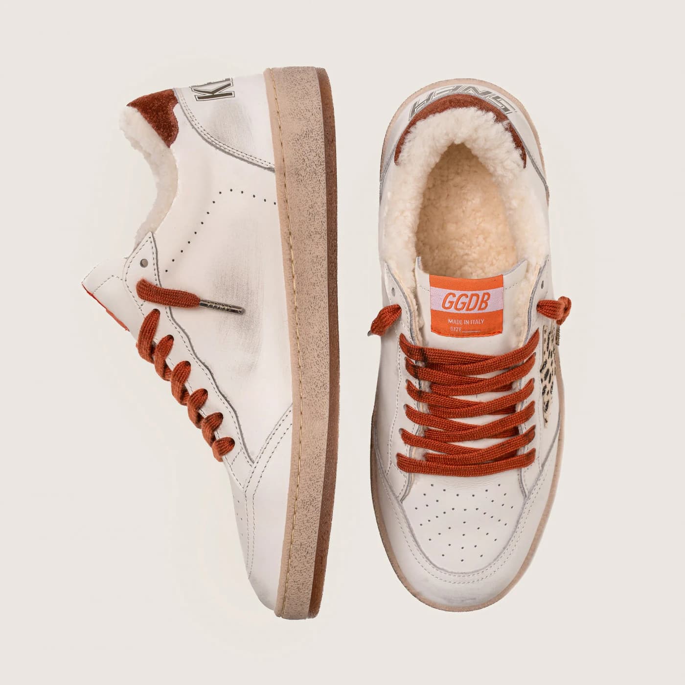 Женские кеды Зимние Golden Goose Ball Star / Лео звезда / корич шнурки цена 28 303 ₽ фото и описание в каталоге сайта goldengoose.moscow, фото 3