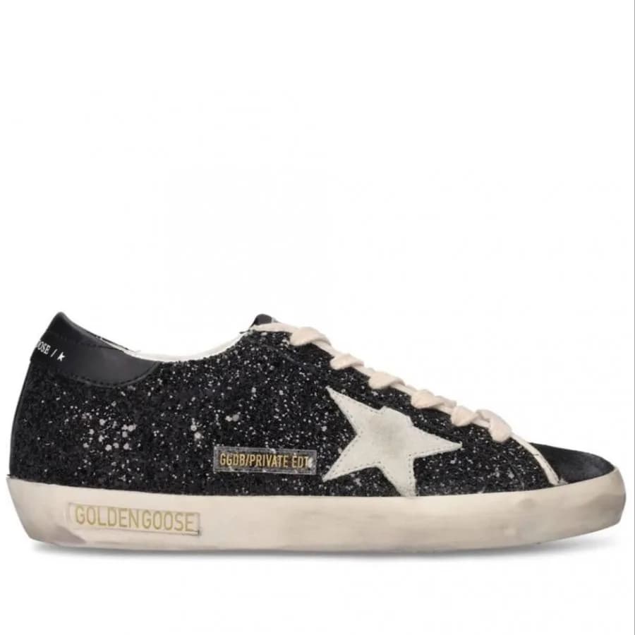 Женские кеды Golden Goose Super Star / Glitter Black / Глиттер черный / Туча цена 25 208 ₽ фото и описание в каталоге сайта goldengoose.moscow