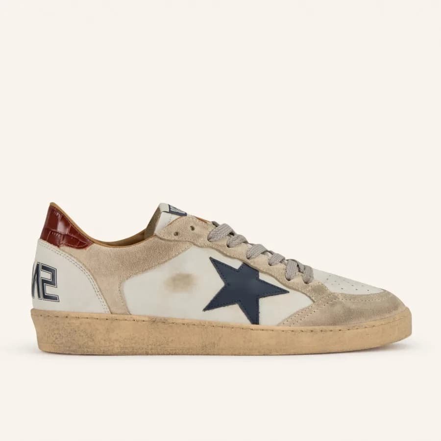 Мужские кеды Golden Goose Ball Star / Бежевые / темно-синяя звезда цена 24 535 ₽ фото и описание в каталоге сайта goldengoose.moscow