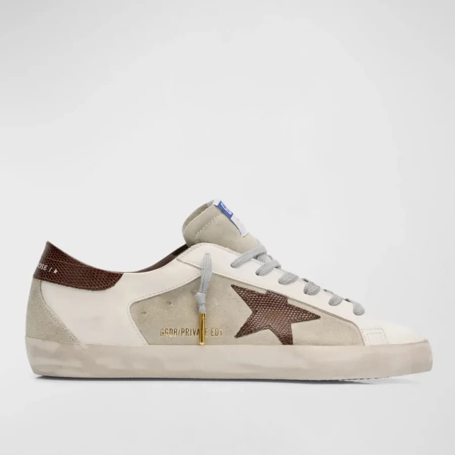 Мужские кеды Golden Goose Super Star / Brown star Men / Коричневая зв цена 25 088 ₽ фото и описание в каталоге сайта goldengoose.moscow