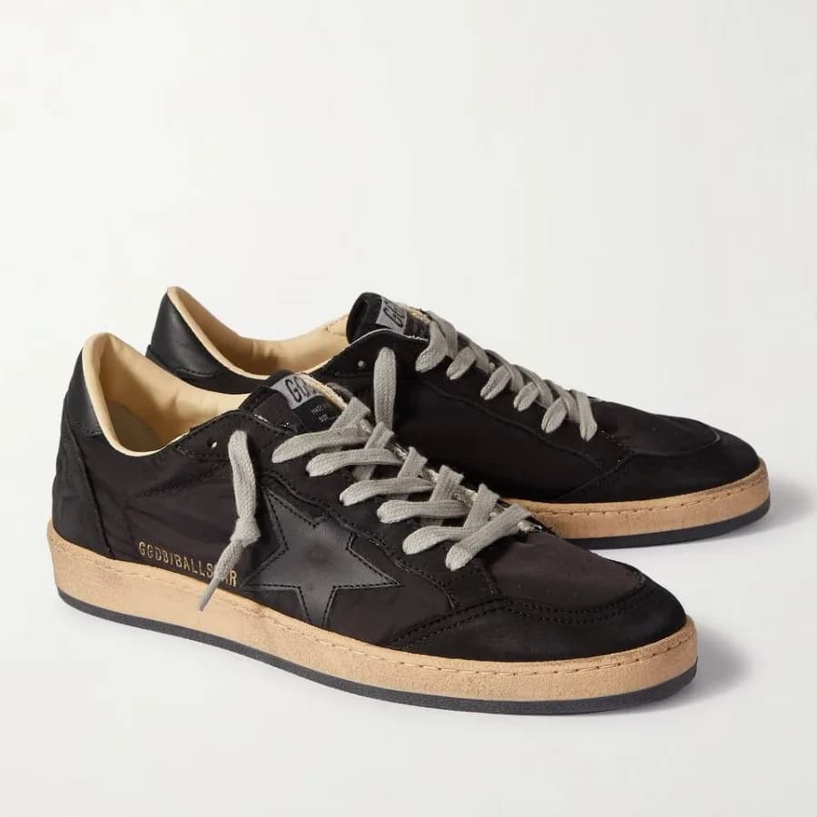 Мужские кеды Golden Goose Ball Star / Черные тканевые / черная звезда цена 24 543 ₽ фото и описание в каталоге сайта goldengoose.moscow, фото 2