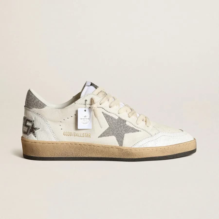 Женские кеды Golden Goose Ball Star / Swarovski crystal star and heel tab / Икра цена 25 194 ₽ фото и описание в каталоге сайта goldengoose.moscow